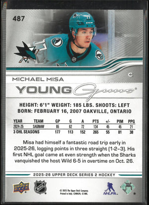 2025-26 Upper Deck Series 2 Young Guns Michael Misa Rookie RC 