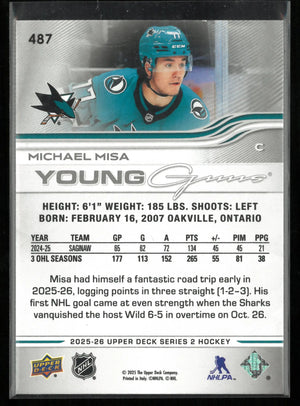 2025-26 Upper Deck Series 2 Young Guns RC Michael Misa Rookie 