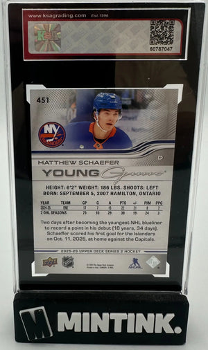 2025-26 Upper Deck Series 2 Young Guns Rookie Matthew Schaefer RC KSA10 