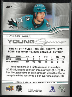 2025-26 Upper Deck Series 2 Young Guns Rookie Michael Misa RC 