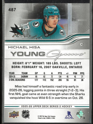 2025-26 Upper Deck Series 2 Young Guns Rookie Michael Misa RC 