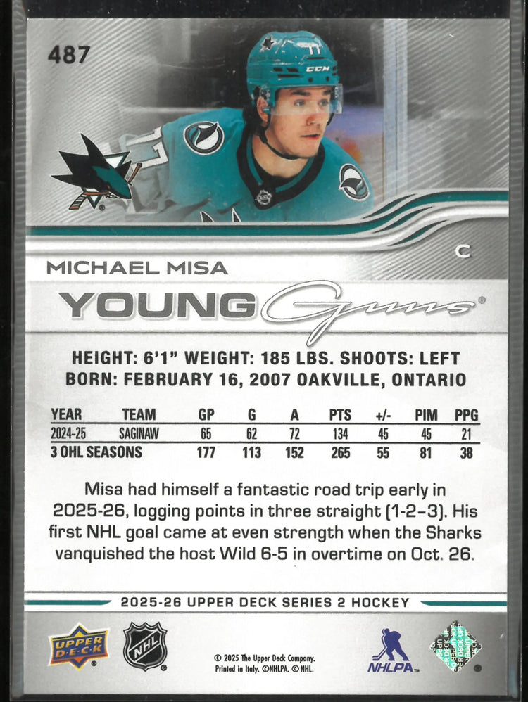 2025-26 Upper Deck Series 2 Young Guns Rookie Michael Misa RC 