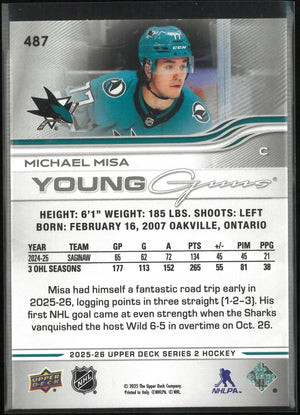 2025-26 Upper Deck Series 2 Young Guns Rookie Michael Misa RC 