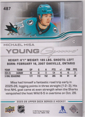 2025-26 Upper Deck Series 2 Young Guns Rookie Michael Misa RC 