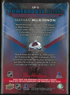 2025-26 Upper Deck Tim Hortons Series Powerhouse Pillars Nathan MacKinnon 