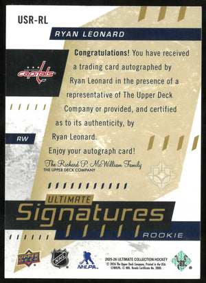 2025-26 Upper Deck Ultimate Collection Ryan Leonard Ultimate Signatures Rookies 