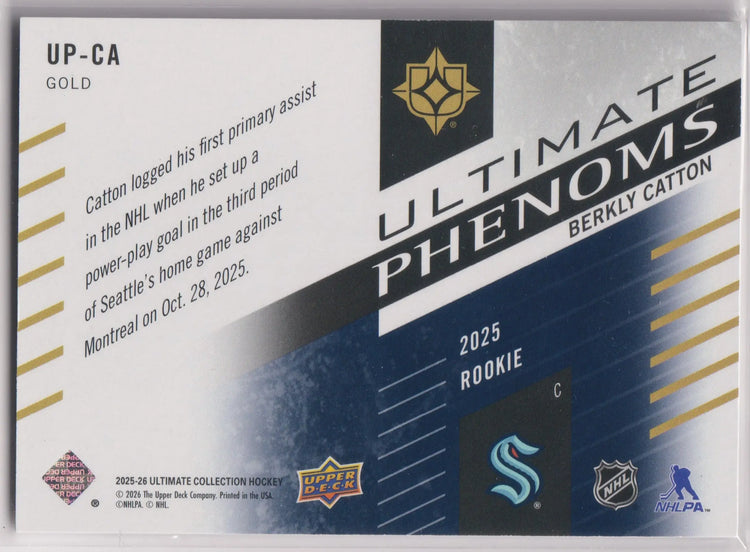 2025-26 Upper Deck Ultimate Phenoms Rookie Berkly Catton /25 RC 