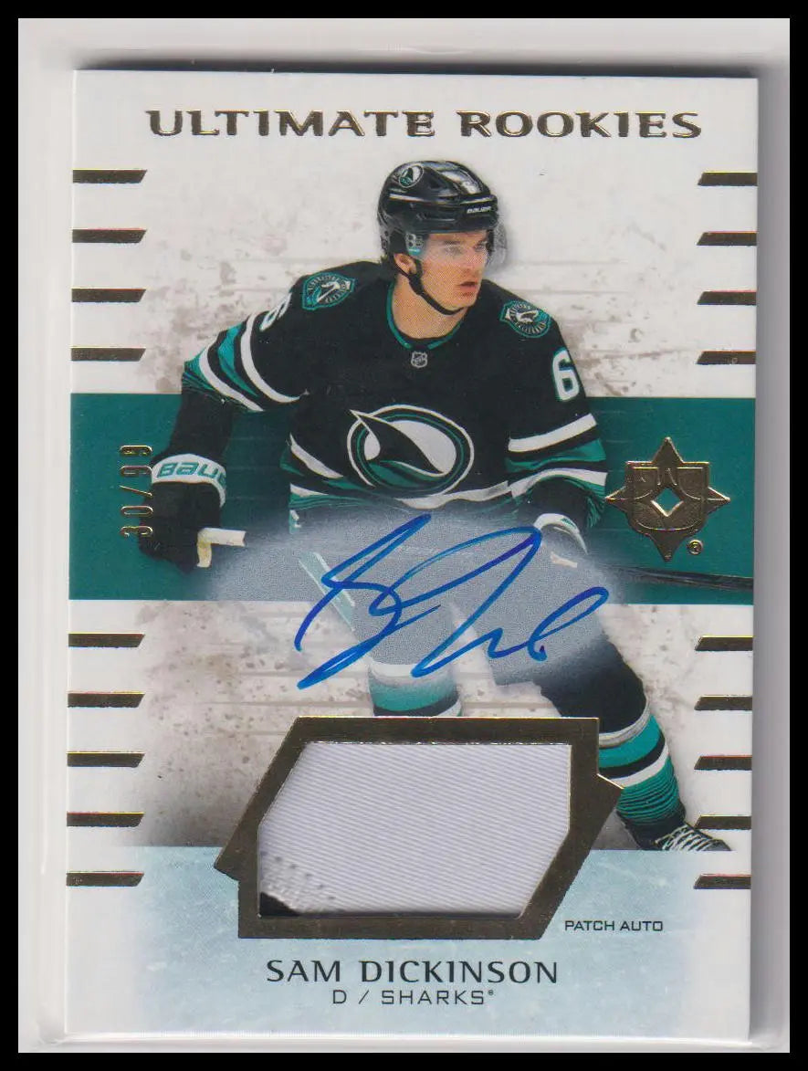 2025-26 Upper Deck Ultimate Rookies Patch Autograph Sam DIckinson Auto /99 RC 