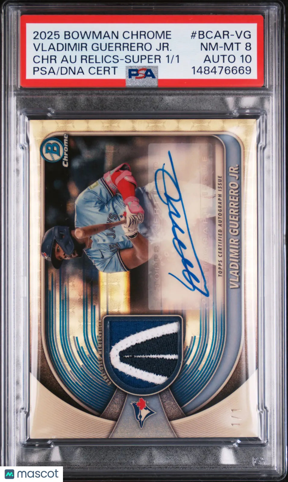 2025 Bowman Chrome Auto Patch Vladimir Guerrero JR. Super 1/1 PSA 8 Auto 10 