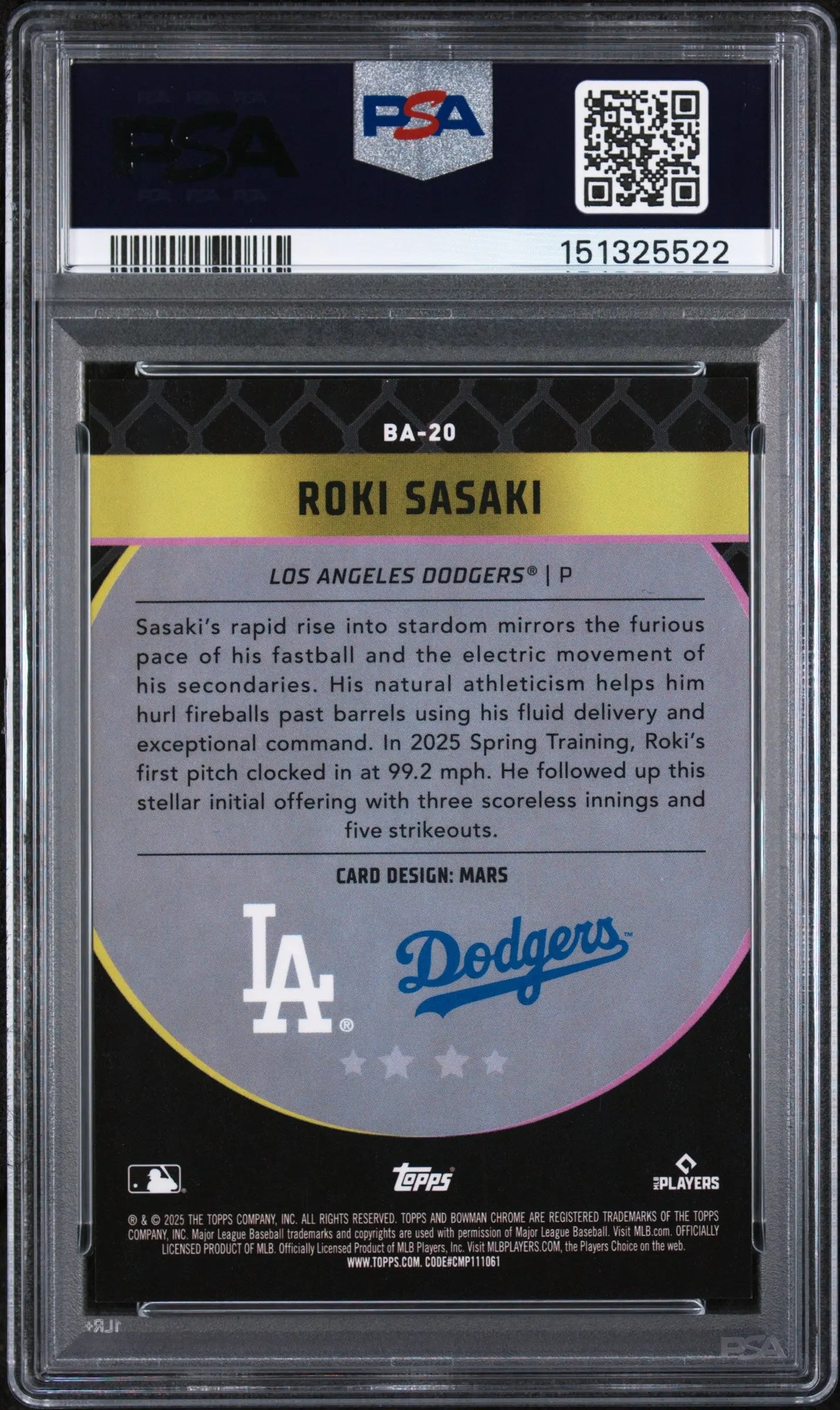 2025 Bowman Chrome Mega Box Bowman Rookie Ascensions Roki Sasaki RC PSA 10 