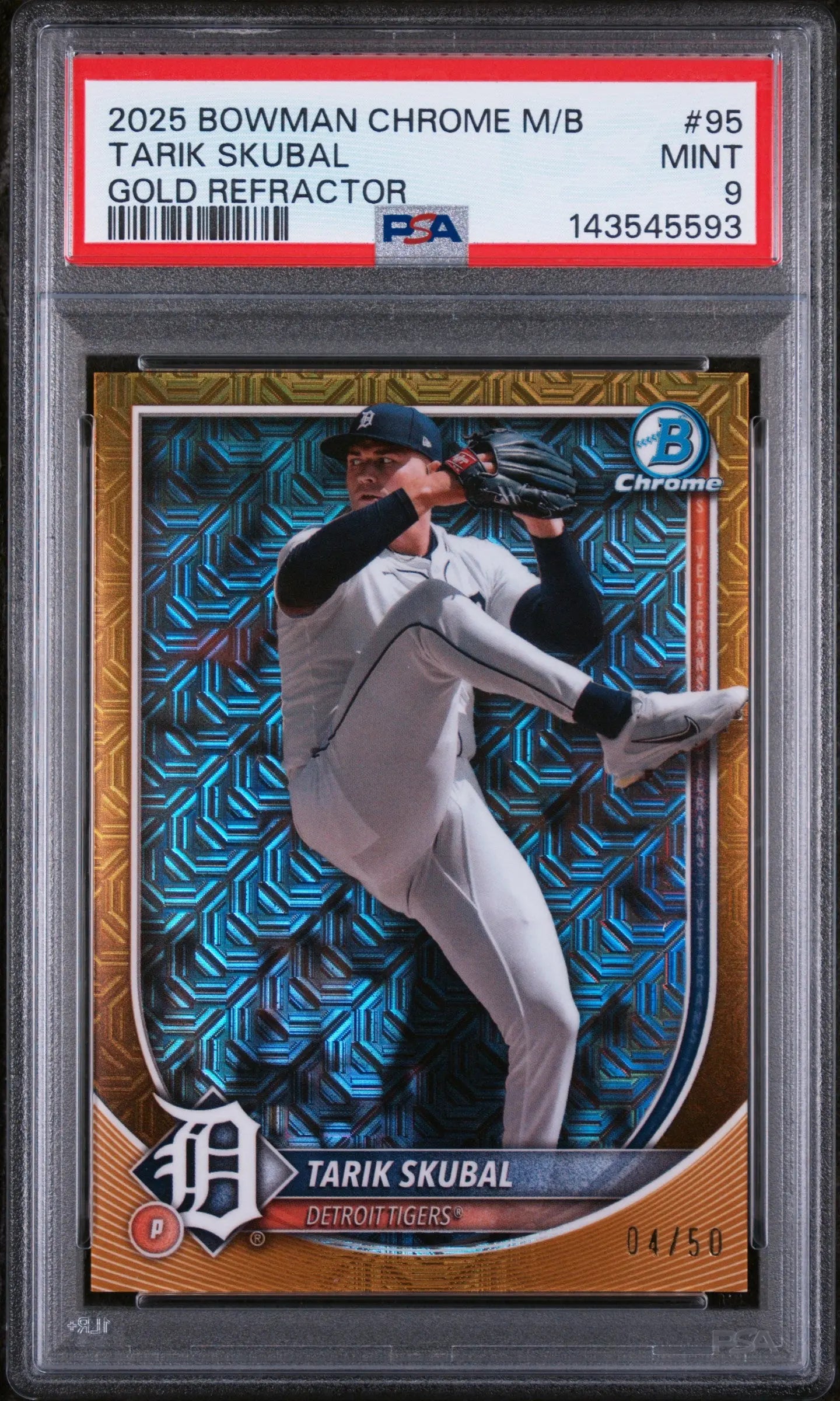 2025 Bowman Chrome Mega Box Tarik Skubal Gold Refractor /50 PSA 9 