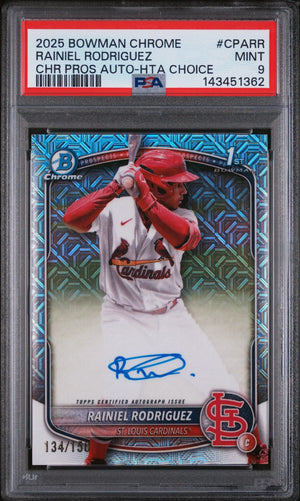 2025 Bowman Chrome Prospect Auto Rainiel Rodriguez RC HTA Choice /150 PSA 9 