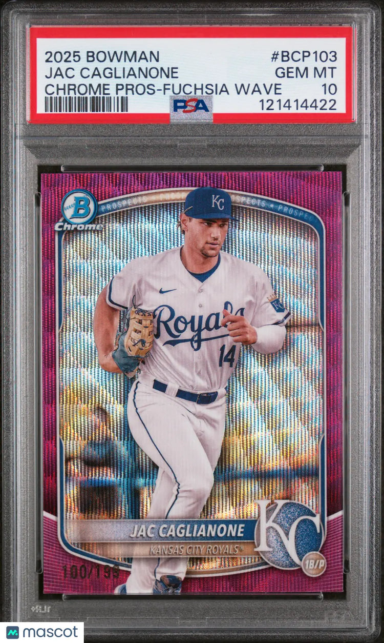 2025 Bowman Chrome Prospects Jac Caglianone Fuchsia Wave /199 PSA 10 