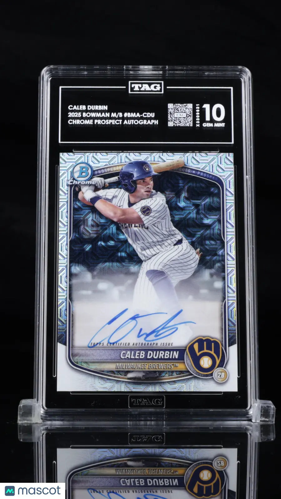 2025 Bowman Mega Box Caleb Durbin Chrome Prospect Auto Autograph TAG 10 