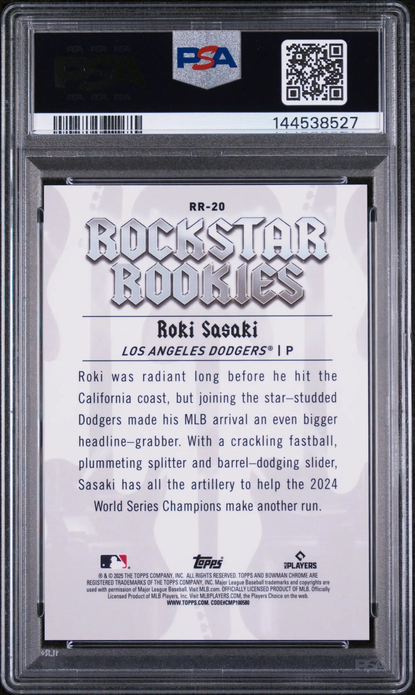 2025 Bowman Rockstar Rookies RC Roki Sasaki Rock Star Mini Diamond /150 PSA 10 