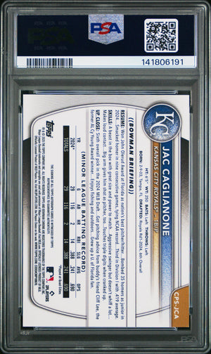2025 Bowman Sapphire Chrome Prospects Rookie Auto Jac Caglianone Gold /50 PSA 9 