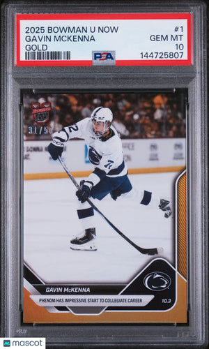 2025 Bowman U Now Hockey Gavin Mckenna #1 Gold /50 PSA 10 