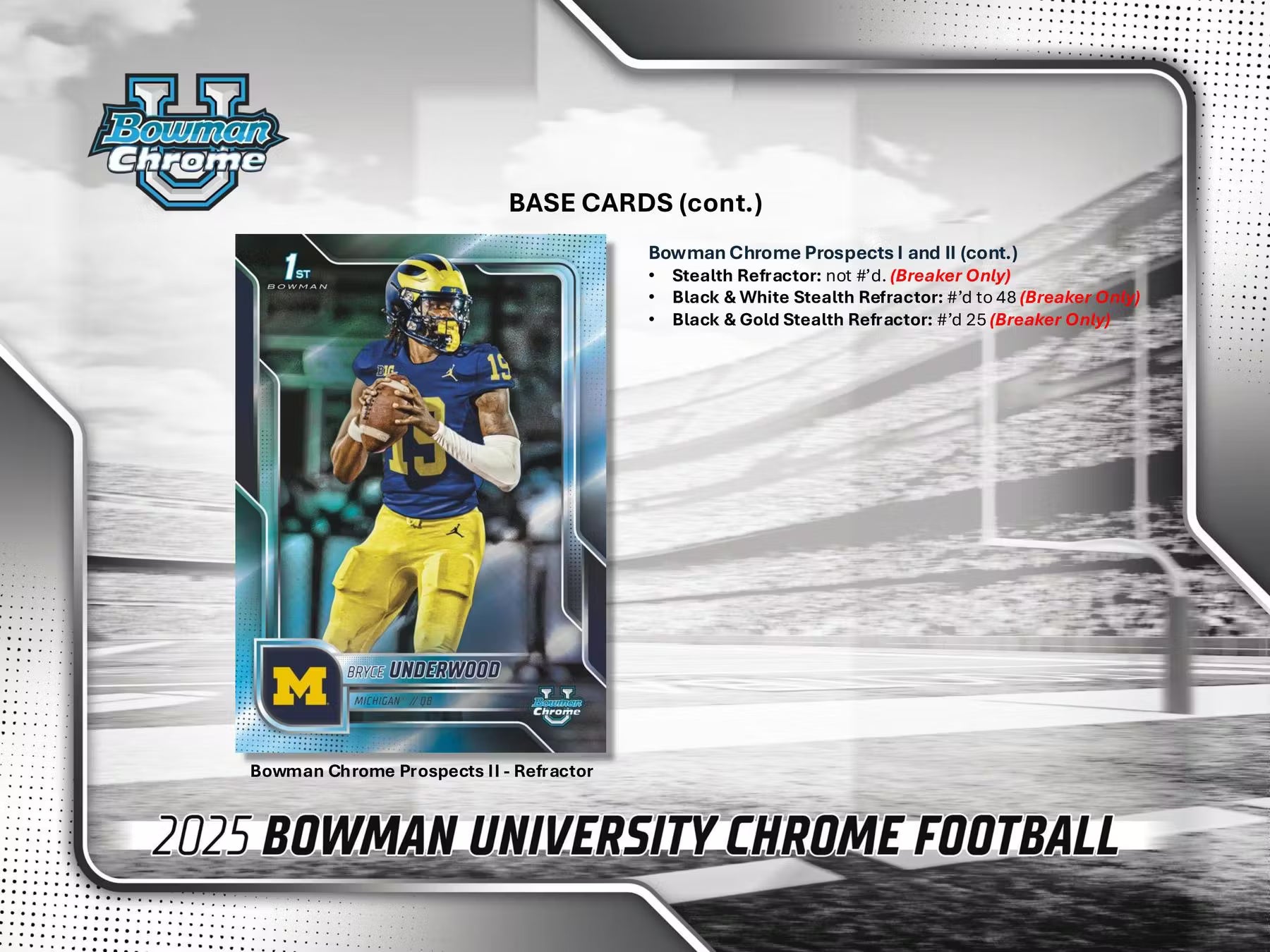 2025 Bowman University Chrome Football Breaker Delight Box 