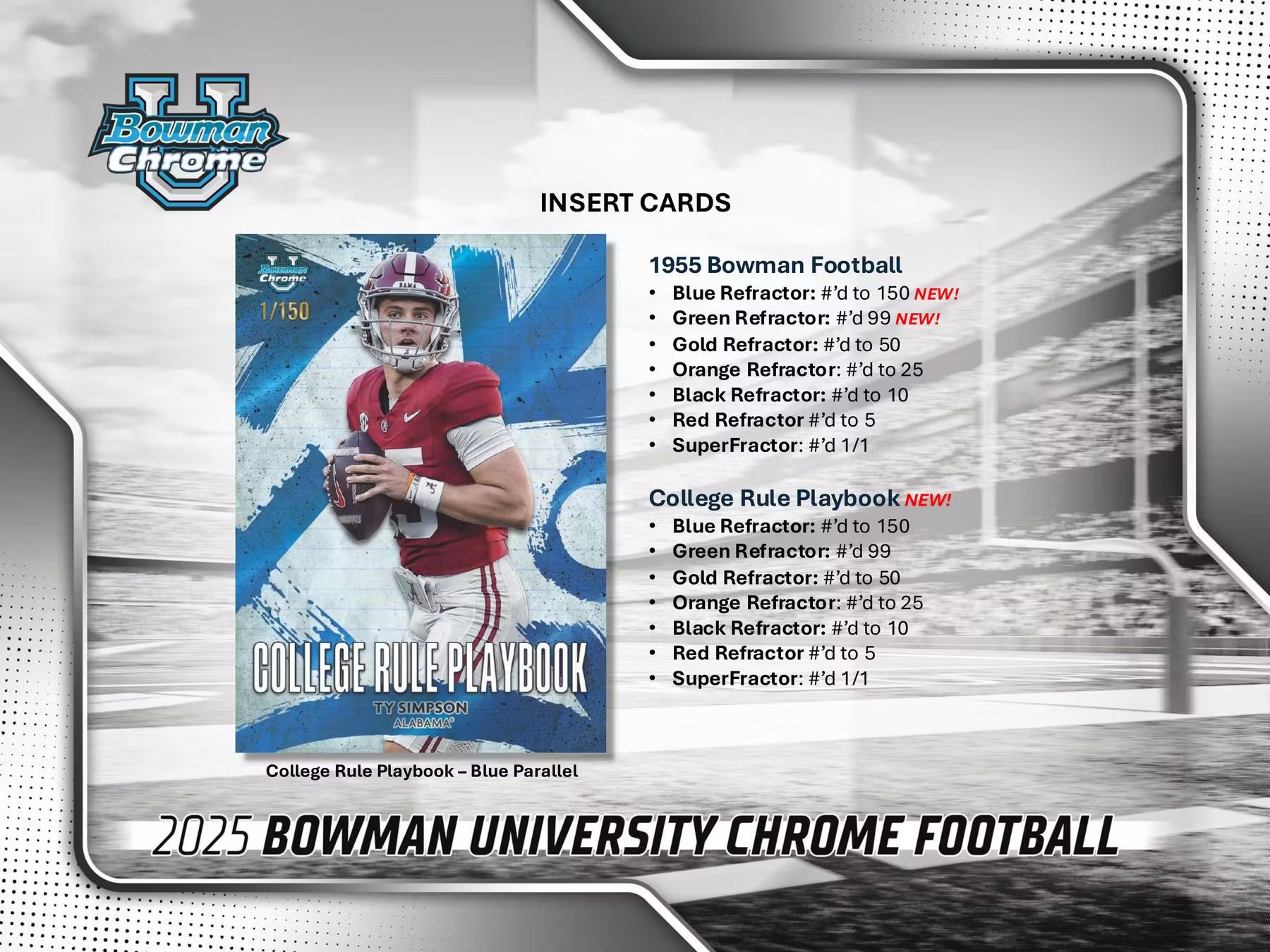 2025 Bowman University Chrome Football Hobby Box 