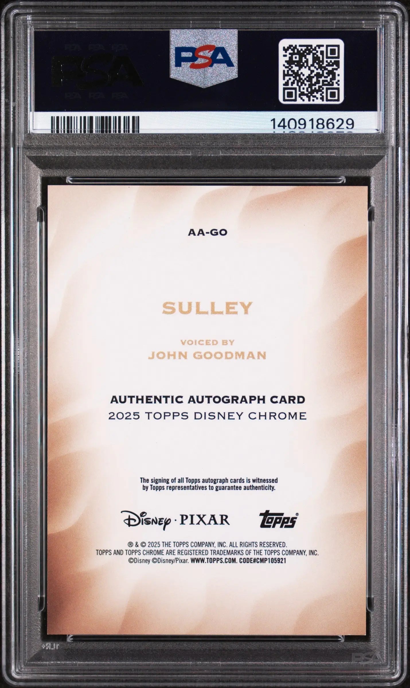 2025 Chrome Disney Auth Auto Sully John Goodman Red Black Refractor PSA 9 /28 