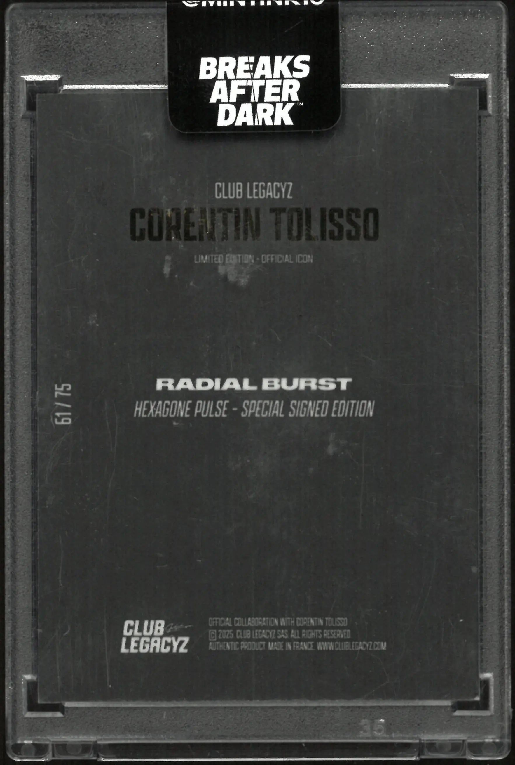 2025 Club Legacyz Corentin Tolisso Radial Burst Hexagon Pulse Auto /75 