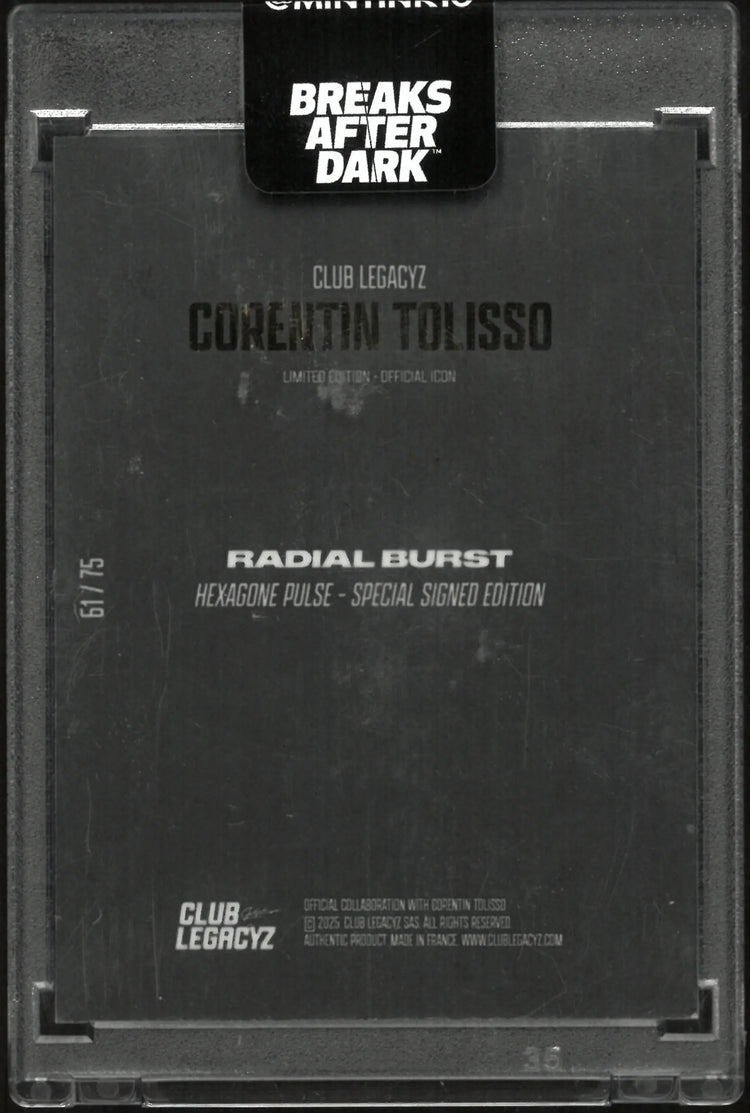 2025 Club Legacyz Corentin Tolisso Radial Burst Hexagon Pulse Auto /75 