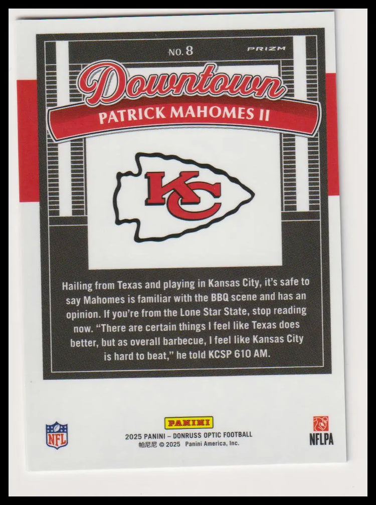 2025 Donruss Downtown! Patrick Mahomes II 