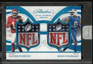 2025 Flawless Football Worthy Coleman Dual Veteran Shields 1/1 