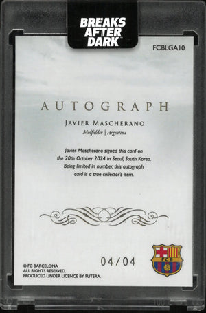 2025 Futera Autograph Javier Mascherano Barcelona Legends Auto /4 