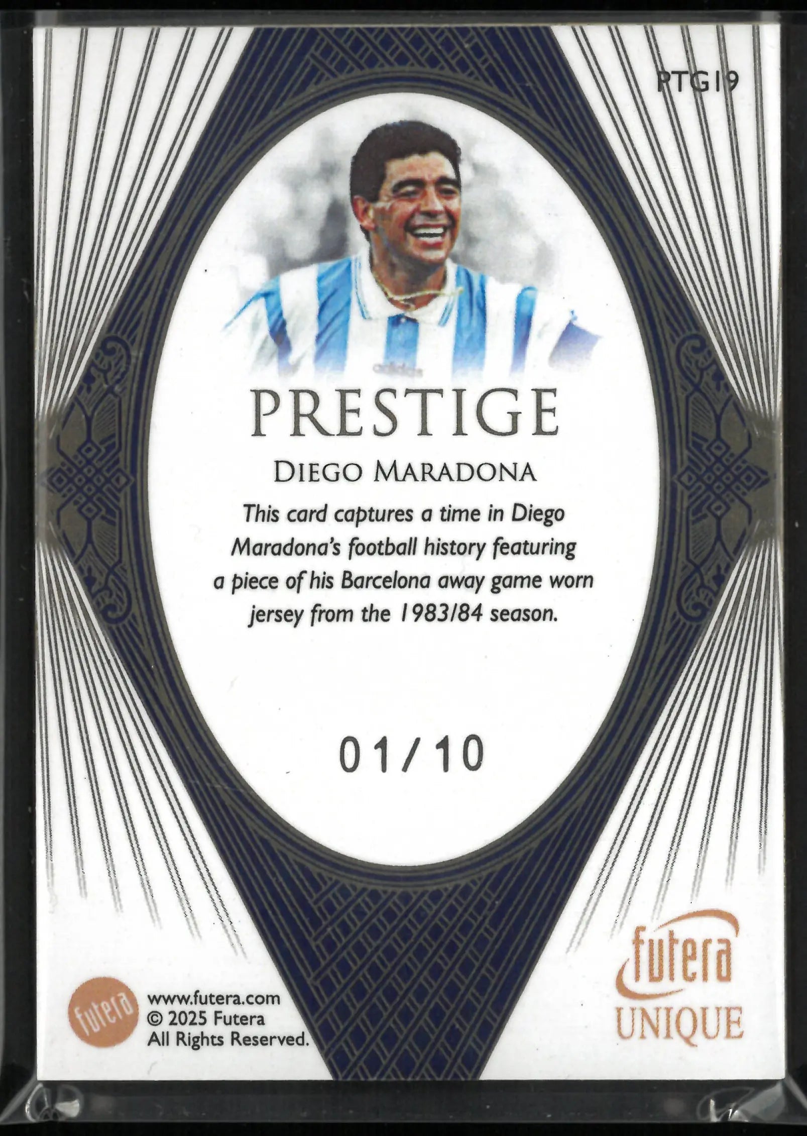 2025 Futera Unique Prestige Diego Maradona Gold Frame Patch /10 