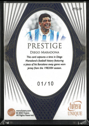 2025 Futera Unique Prestige Diego Maradona Gold Frame Patch /10 