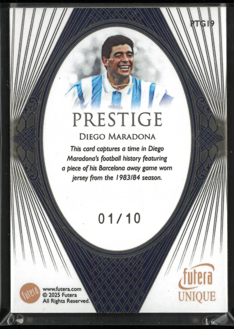 2025 Futera Unique Prestige Diego Maradona Gold Frame Patch /10 