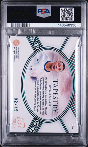 2025 Futera Unique WF Ed. Tapestry Memorabilia Kylian Mbappe Emerald /15 PSA 6 