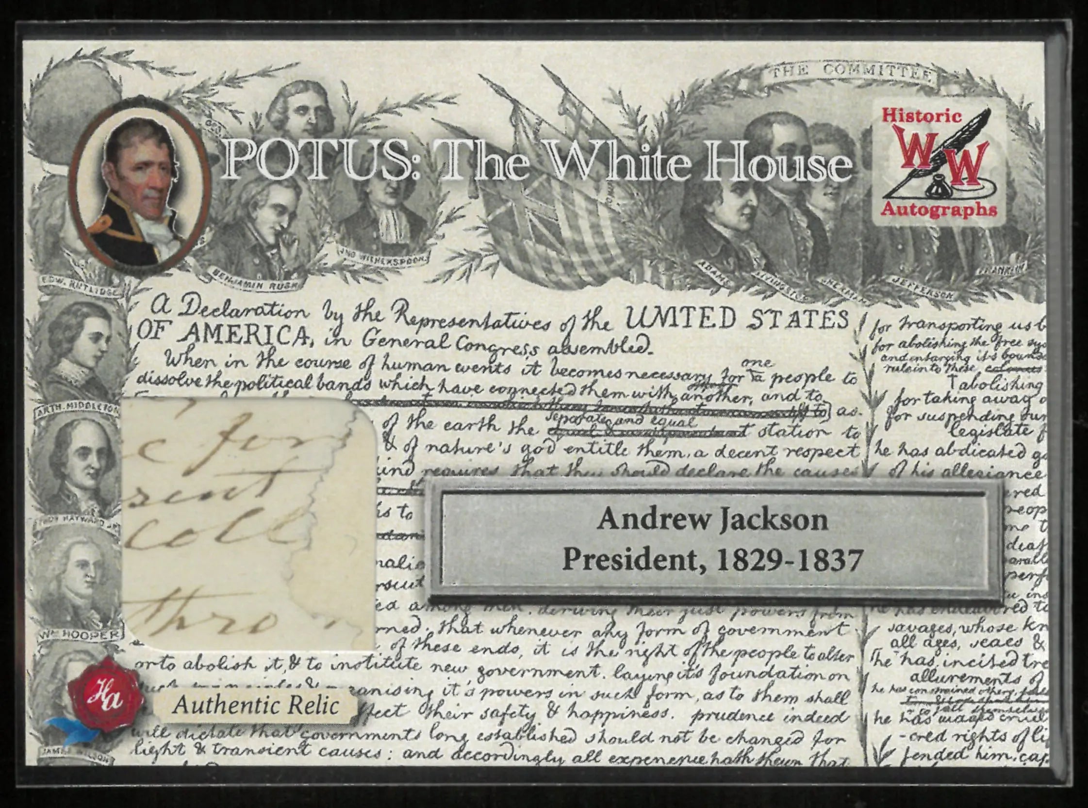 2025 Historic Autograph POTUS: The White House Written Word Relic Andrew Jackson President 