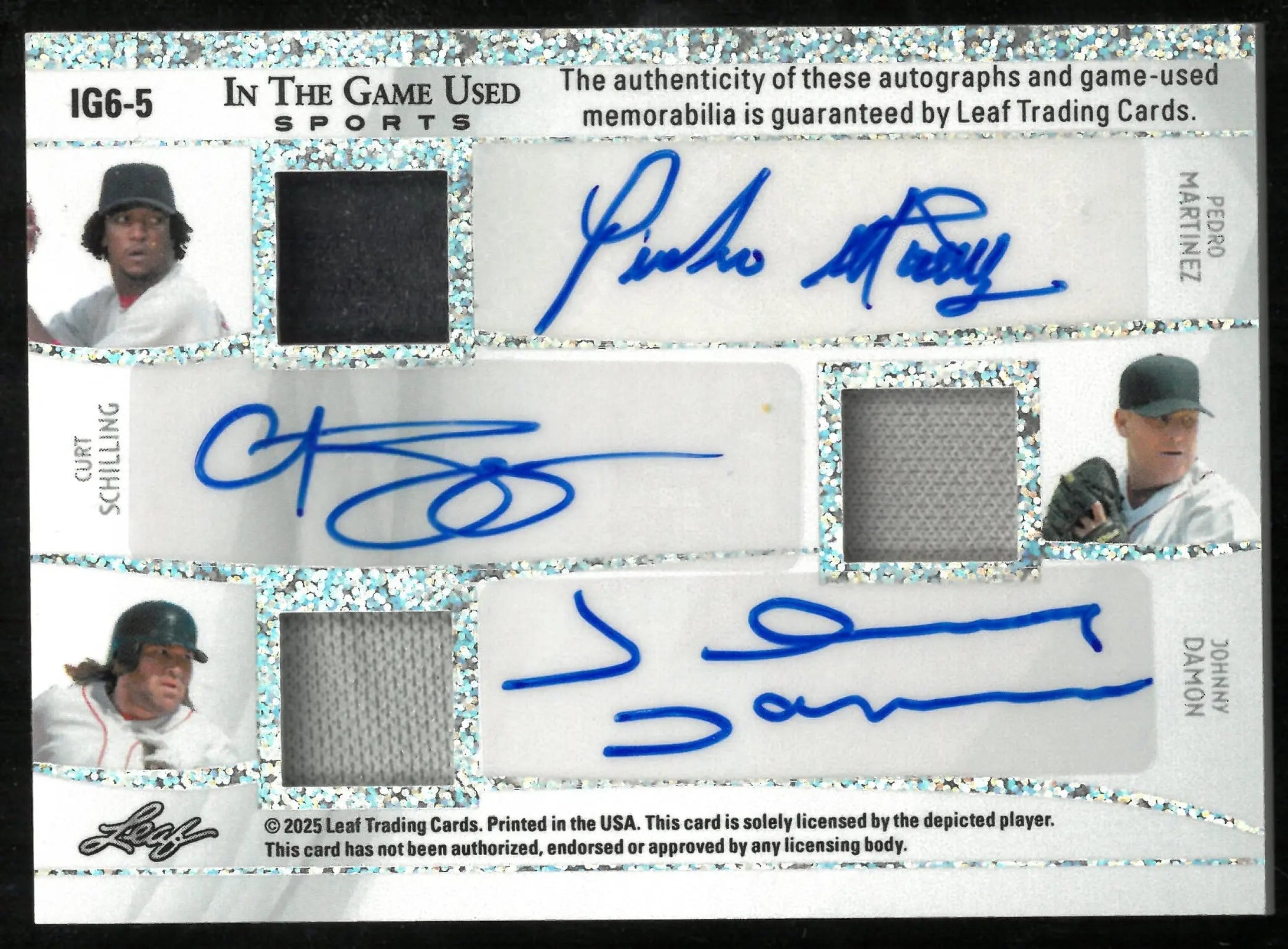 2025 Leaf In The Game Used Sports Hex Patch Auto Boggs Ortiz Martinez Damon /7 