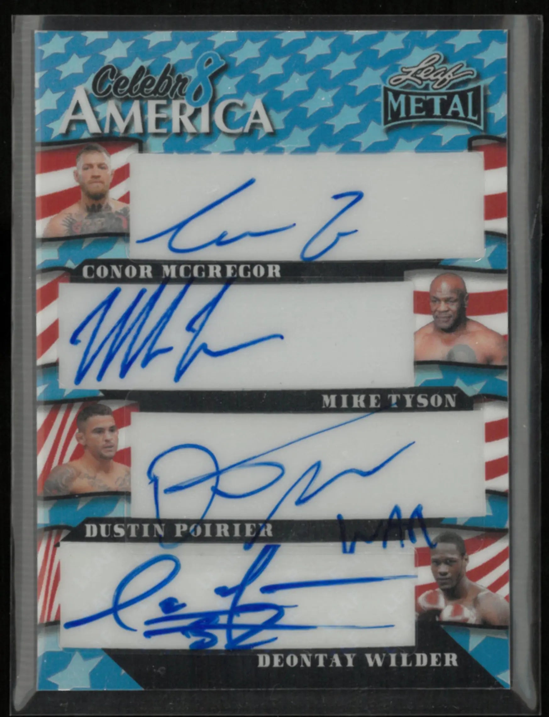 2025 Leaf Metal Celebr8 America McGregor/Tyson/Poirier/Wilder/De La Hoya/Holloway/Mayweather/Norris Auto /1 