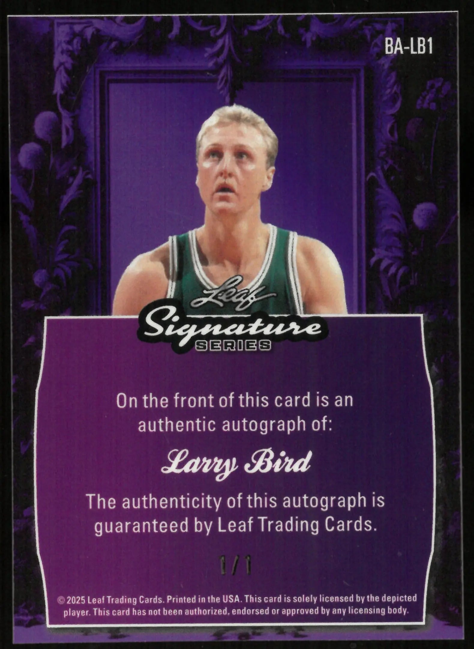 2025 Leaf Signature Series Basketball Larry Bird Bronze Ice Auto 1/1 #BA-LB1 