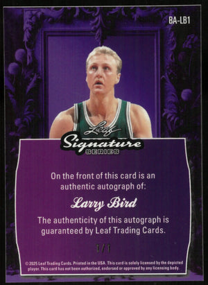 2025 Leaf Signature Series Basketball Larry Bird Bronze Ice Auto 1/1 #BA-LB1 