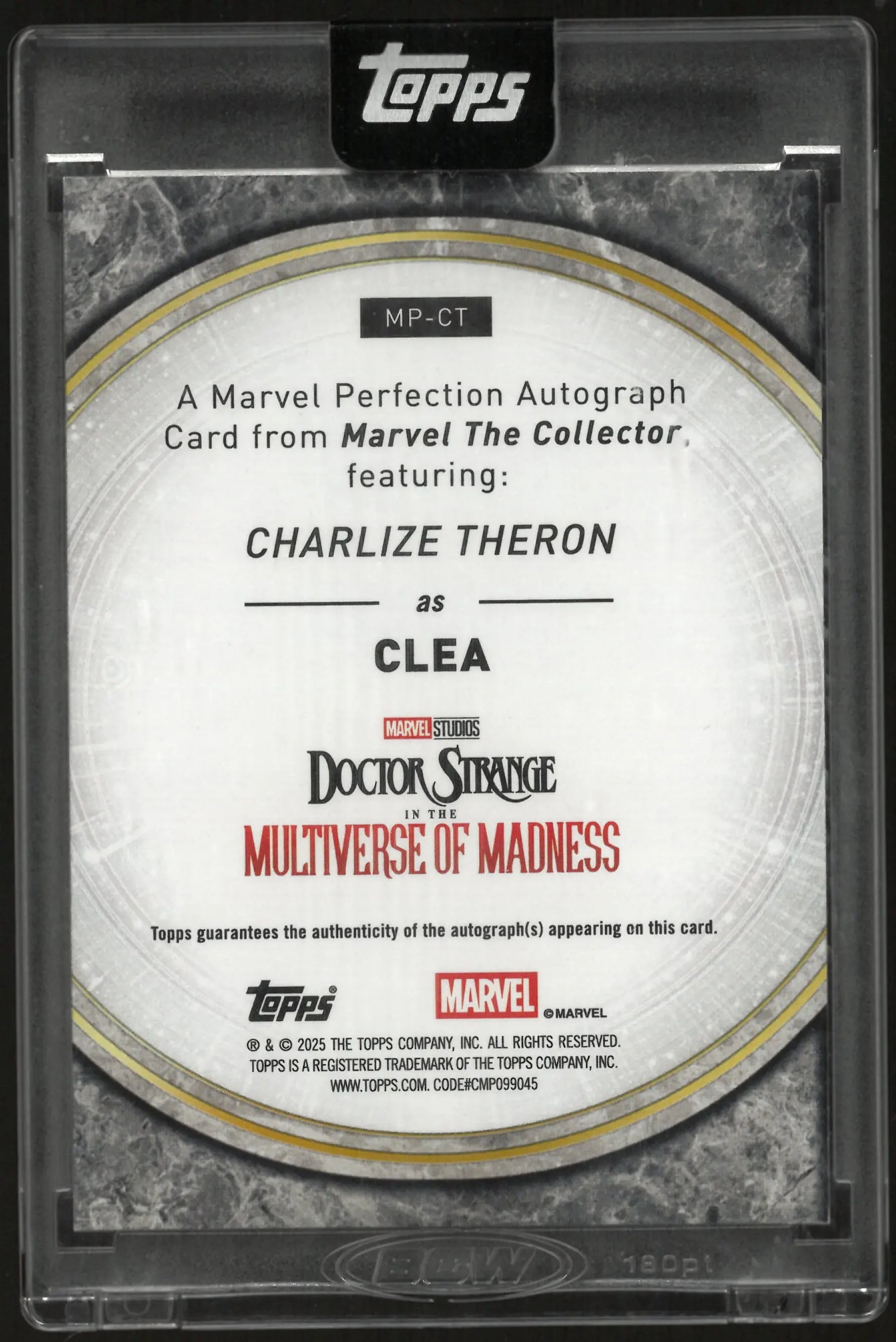 2025 Marvel The Collector Gold Perfection Auto Charlize Theron as Clea /100 