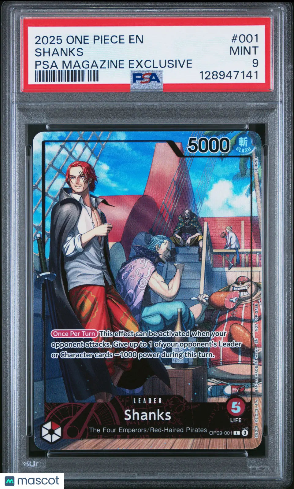 2025 One Piece Promos PSA Magazine Exclusive Shanks #001 PSA 9 