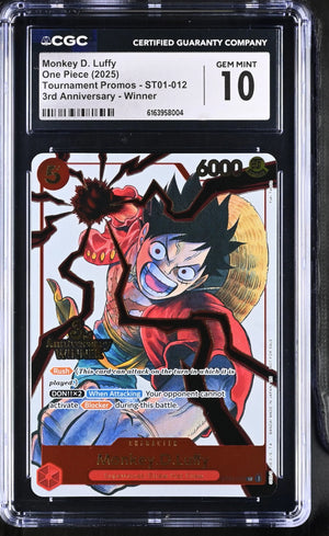 2025 One Piece Tournament Promos Winner Monkey D. Luffy ST01-012 CGC 10 