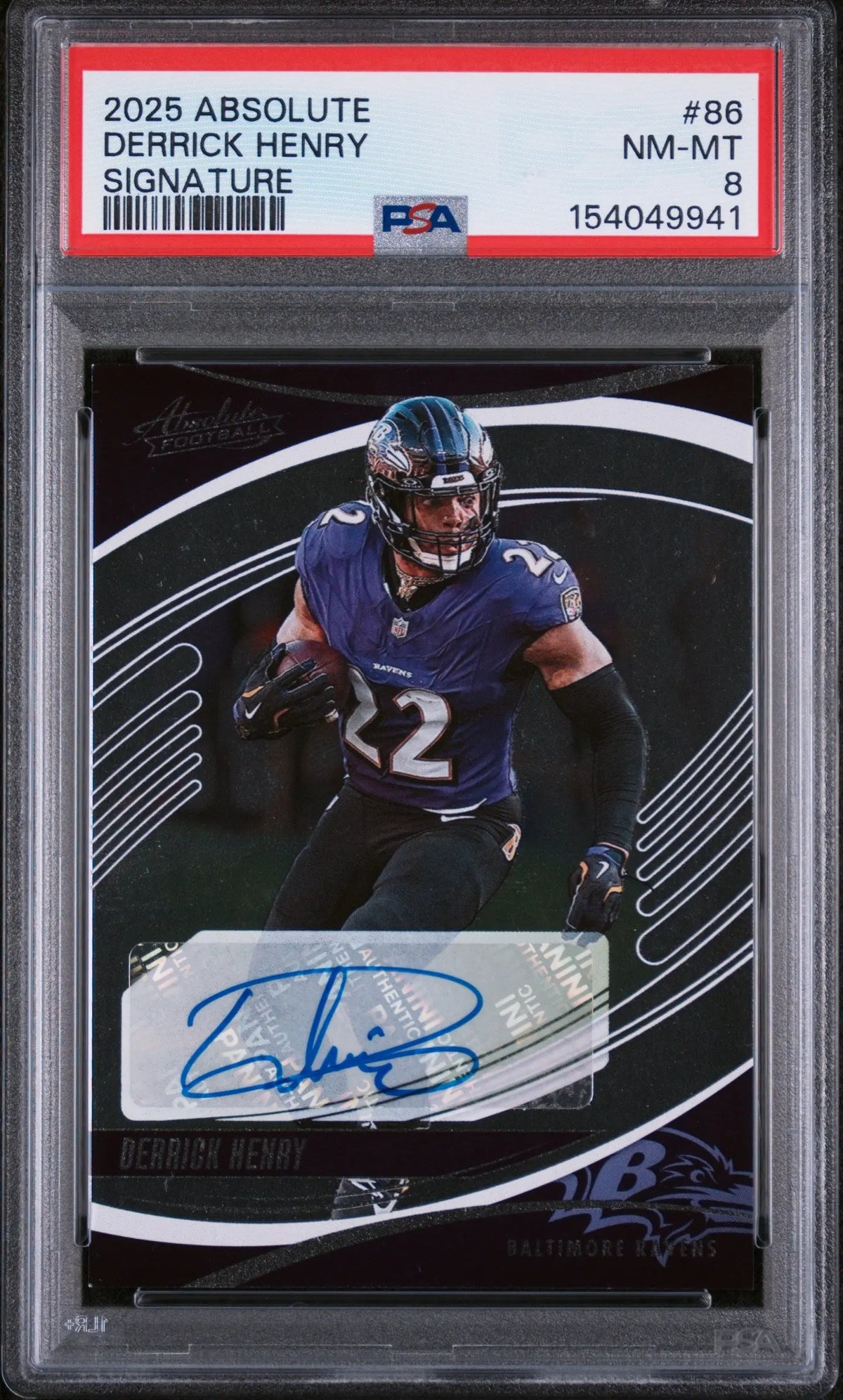 2025 Panini Absolute Autograph Derrick Henry Auto PSA 8 