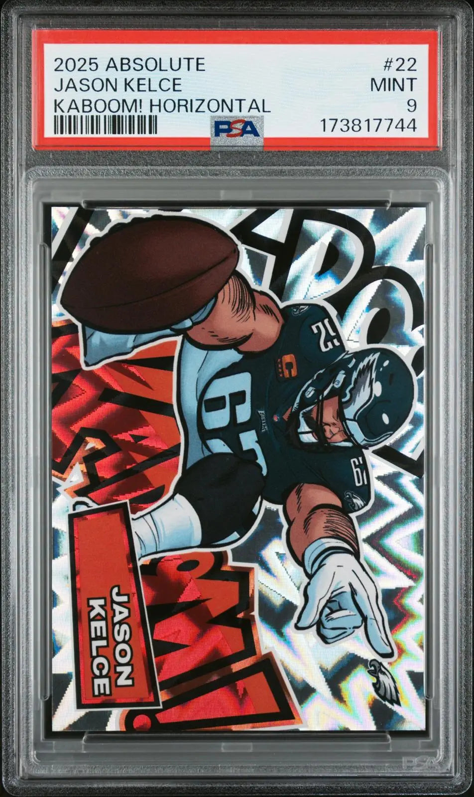 2025 Panini Absolute Football Kaboom! Horizontal Jason Kelce PSA 9 