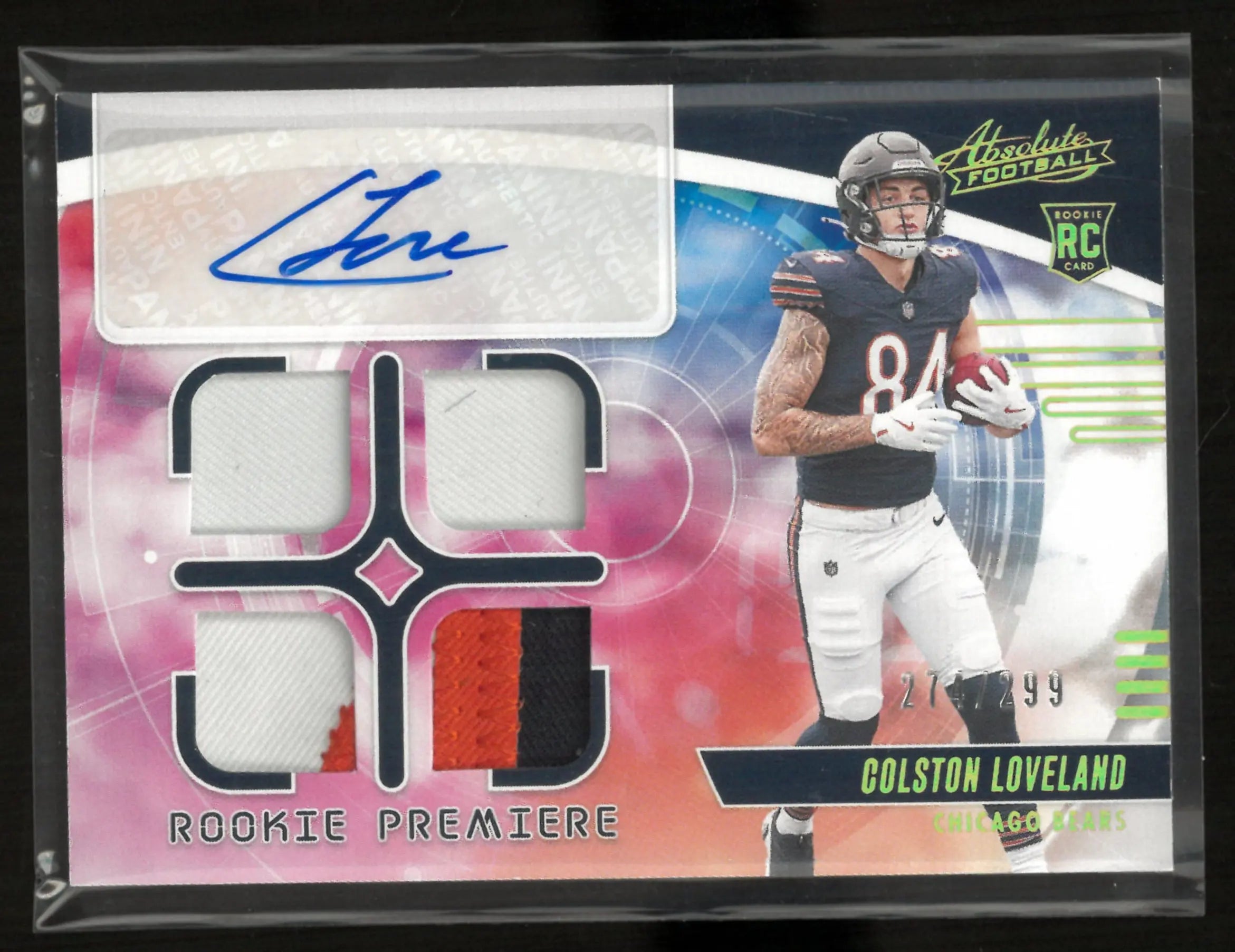 2025 Panini Absolute Football Rookie Premiere Patch Auto Colston Loveland RC /299 