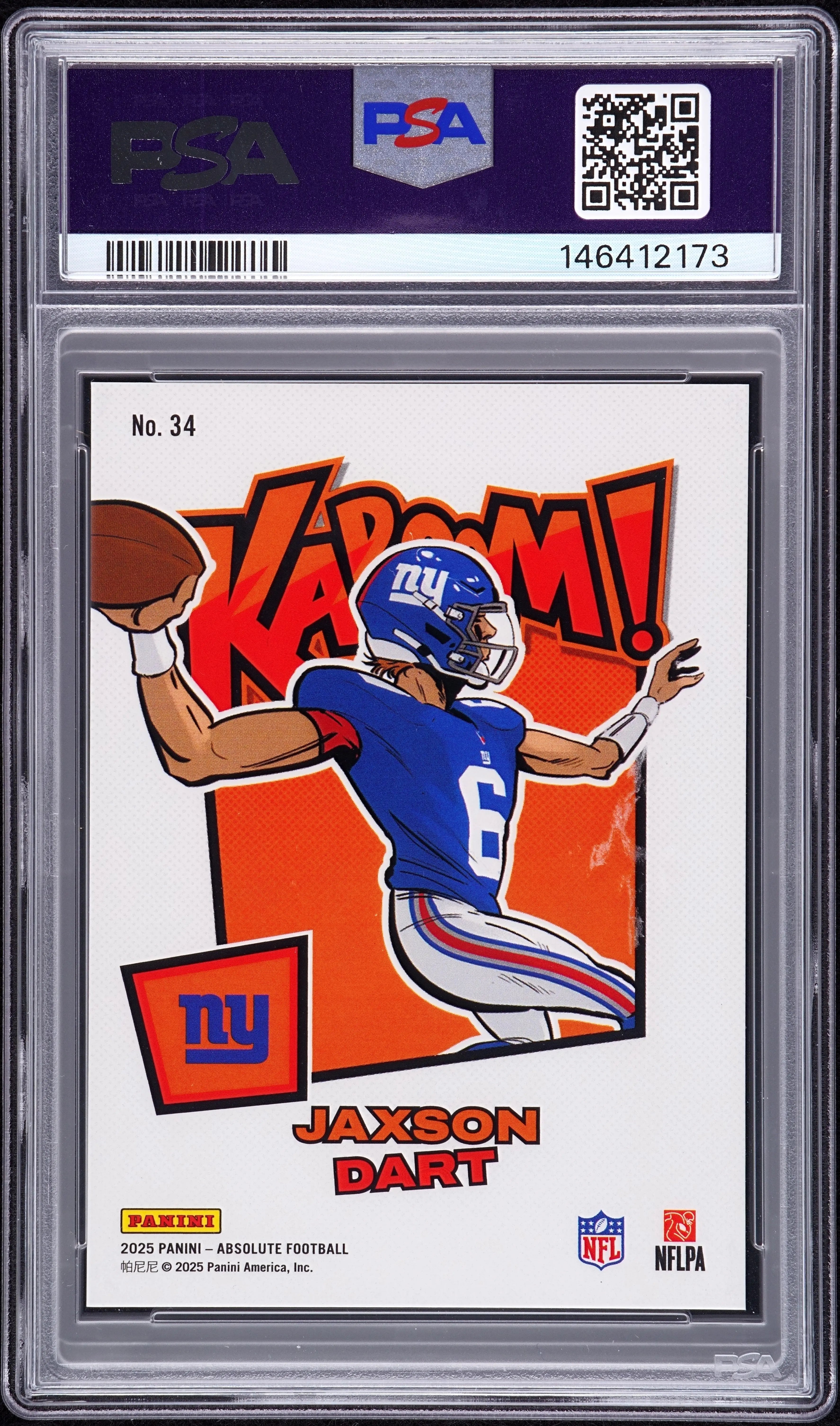 2025 Panini Absolute Kaboom! Horizontal Rookie Jaxson Dart RC PSA 10 