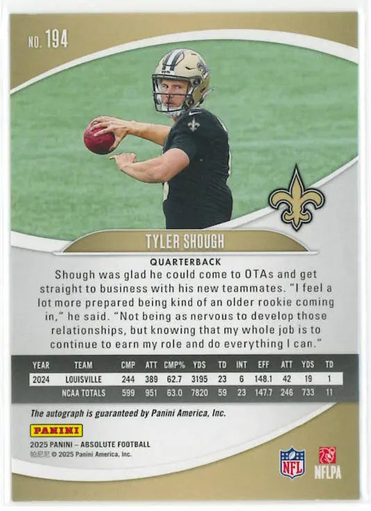 2025 Panini Absolute Rookie Autograph Tyler Shough Auto /50 RC 