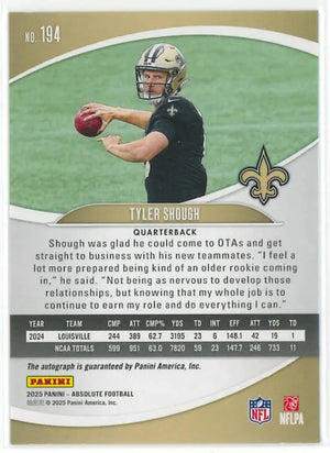 2025 Panini Absolute Rookie Autograph Tyler Shough Auto /50 RC 