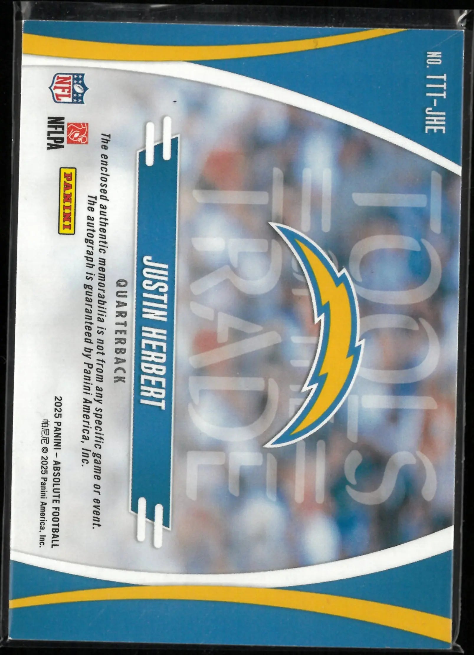 2025 Panini Absolute Tools Of The Trade Justin Herbert Patch Autograph /99 
