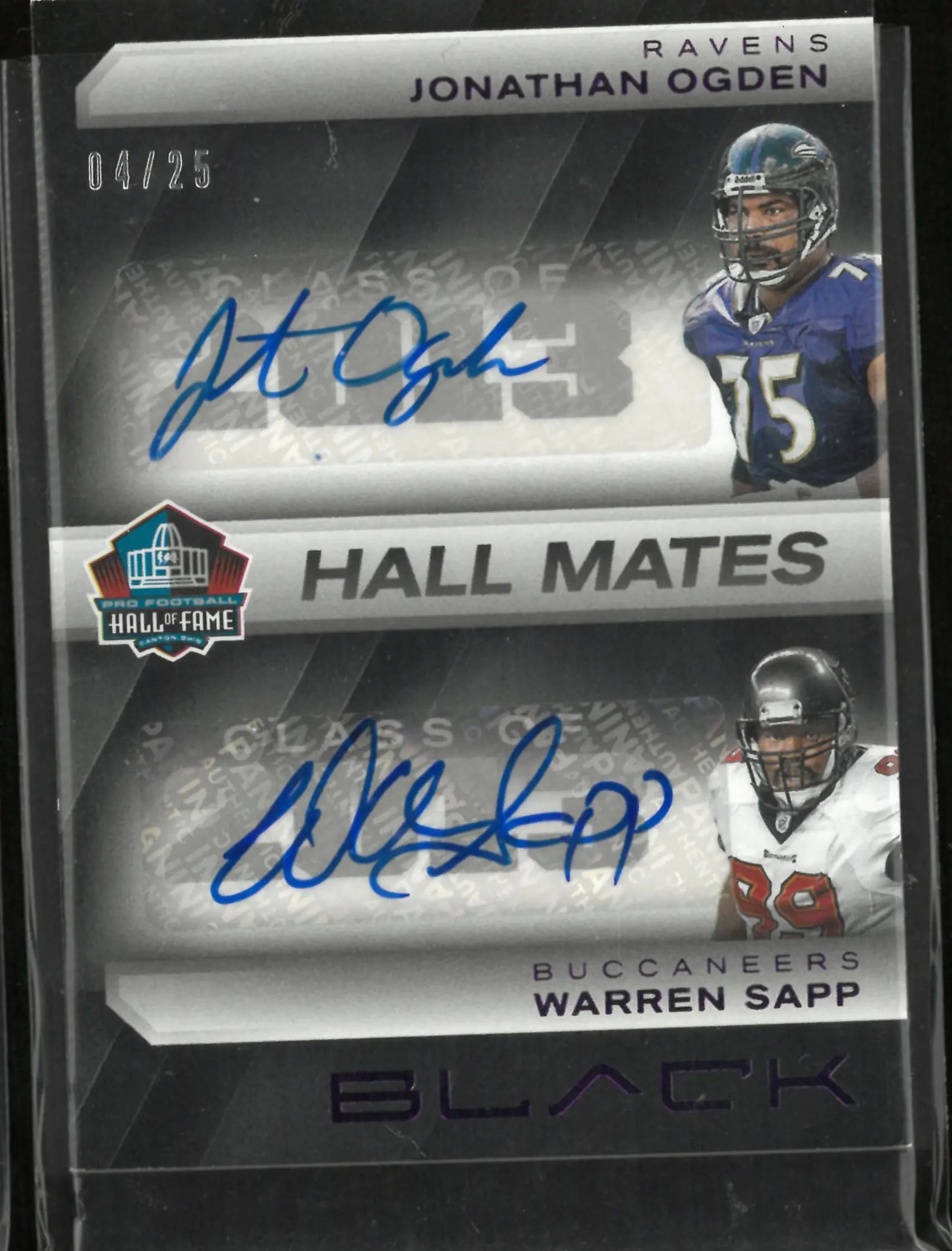 2025 Panini Black Football Hall Mates Jonathan Ogden & Warren Sapp Autograph /25 