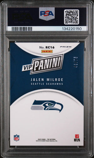 2025 Panini Collectors Convention VIP Gold Jalen Milroe Blue Sparkle RC PSA 10 